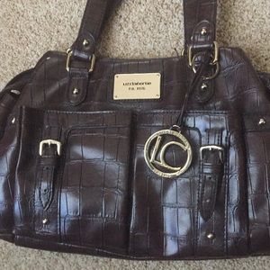 Liz Claiborne brown faux alligator print purse